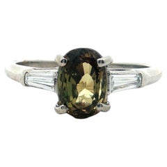 GIA Certified 2.02 Carat Natural Alexandrite and Diamond Platinum Ring
