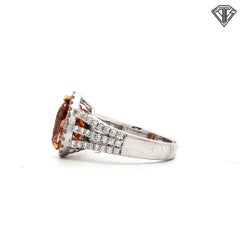 GIA 2.18ct Fancy Dark Orange-Brown Pear Diamond Halo Ring, 18K White Gold