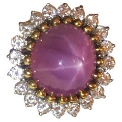 ¡Anillo Zafiro Estrella Rosa Ciruela 16 CT! ¡Halo de diamantes! *Calidad Moviestar*