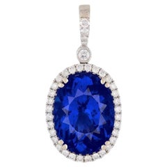 D-Block Deep Violet Blue Tanzanite Pendant 17.49 CT of the Finest Color GIA CERT
