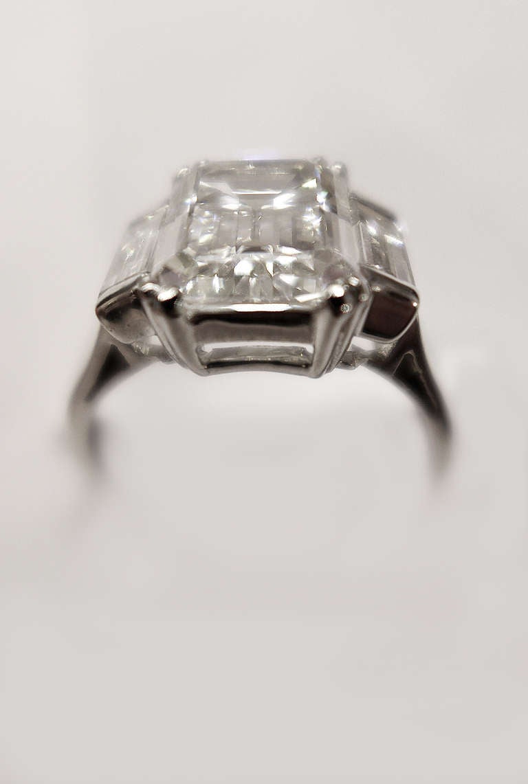 Emerald Cut Diamond Gold Ring In Excellent Condition In Paris, IDF