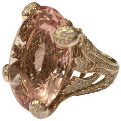 Christian Dior Beautiful Miss Dior Morganite Diamond Gold Ring