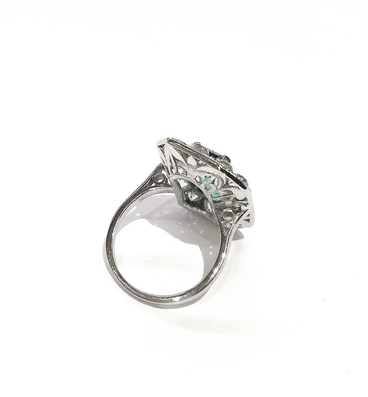 Women's Art Deco Tourmaline Diamond Platinum Ring