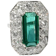 Antique Art Deco Tourmaline Diamond Platinum Ring