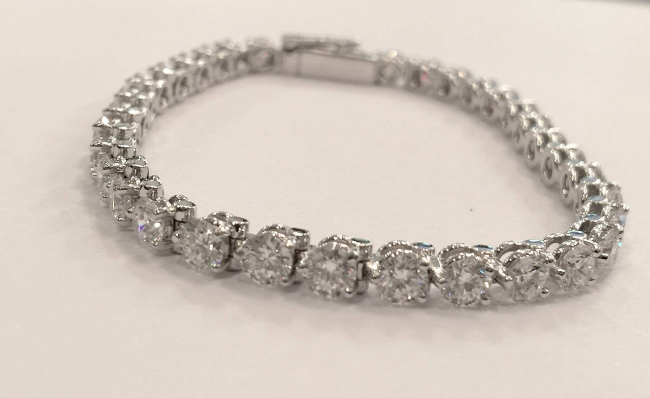 White Gold Cartier Tennis Bracelet Set With Brilliant Cut Diamonds White Gold Tennis Bracelet Signed By Cartier Made Of A Very Light Mounting Setting 35