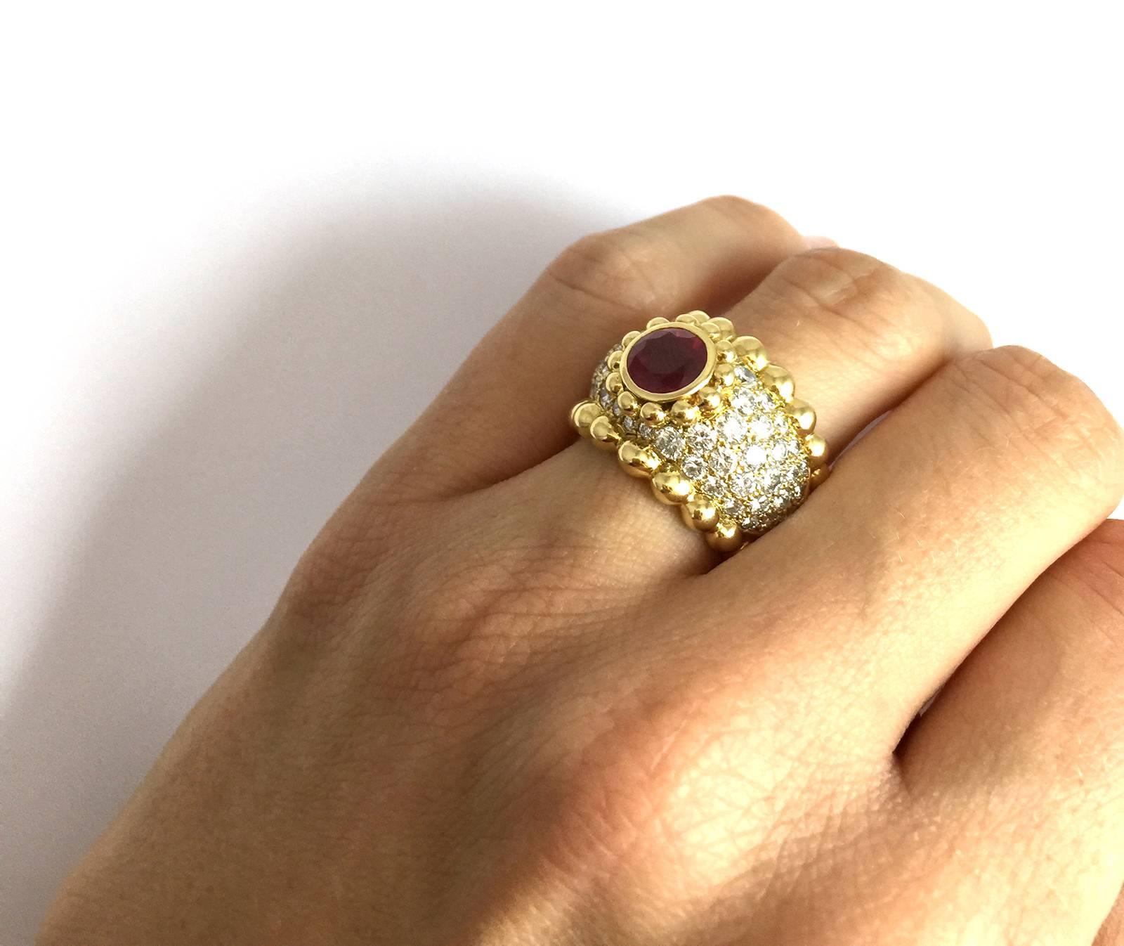 Contemporary Chanel Ruby Diamond Gold Ring 