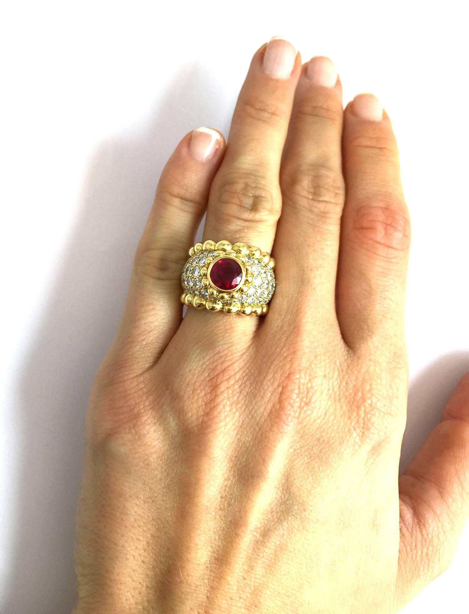 Chanel Ruby Diamond Gold Ring  In Excellent Condition In Paris, IDF