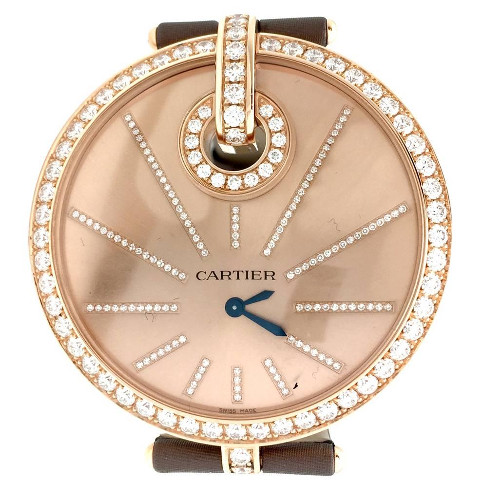 Cartier Pink Gold Diamond Captive XL Collection Quartz Wristwatch  