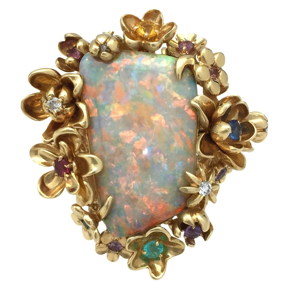 Dior Opal Diamond Gems Gold Ring