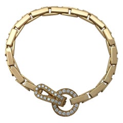 Yellow Gold Cartier "Agrafe" Bracelet Set with Brilliants
