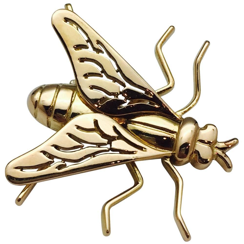 Yellow Gold Pair of Boucheron Fly Brooches In Excellent Condition In Paris, IDF