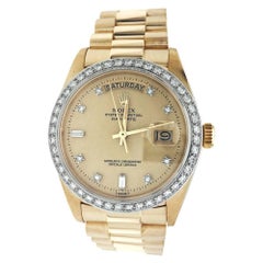 Rolex Yellow Gold Diamond Oyster Perpetual Day-Date Collection Wristwatch
