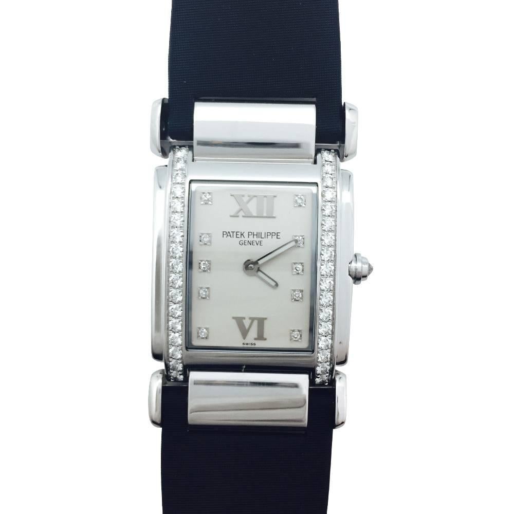 Patek Philippe White Gold Diamond Twenty-4 Collection Quartz Wristwatch