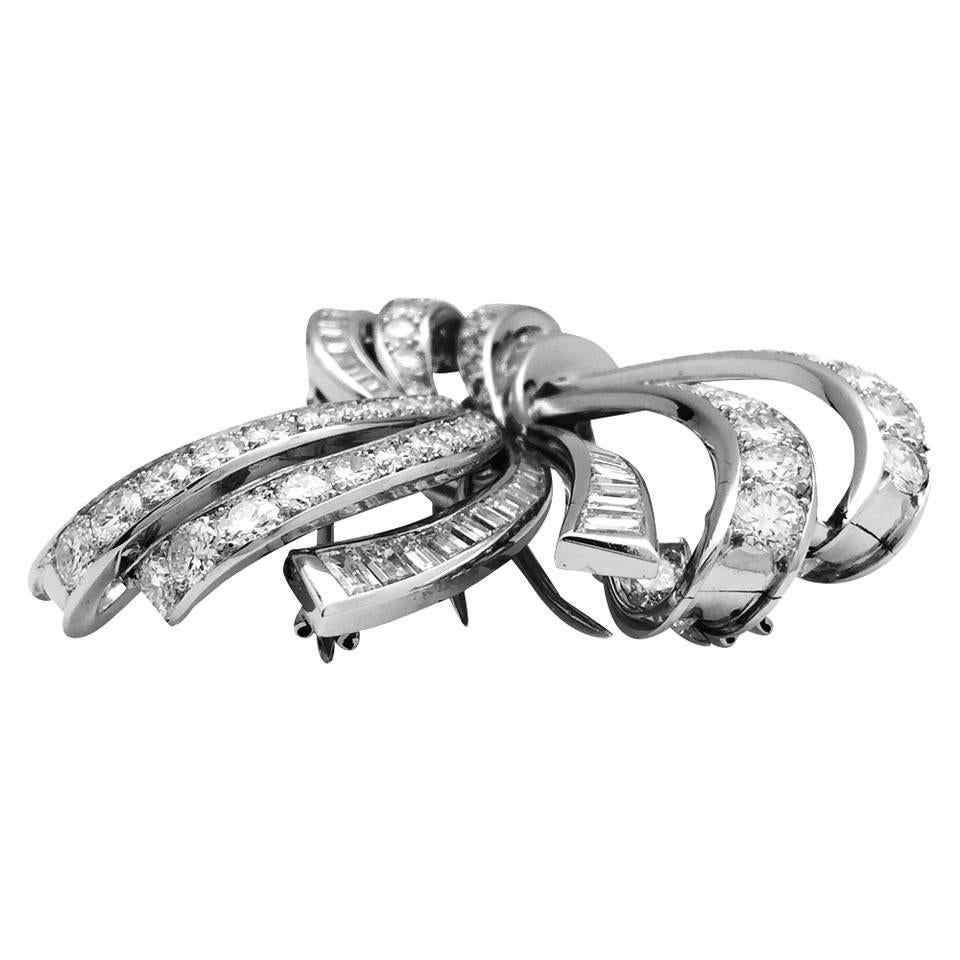 Women's or Men's Boucheron Knot Diamond Double Clip brooch