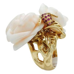 Yellow Gold "Pré Catelan" Dior Ring, Pink Sapphires, Corals and Diamonds