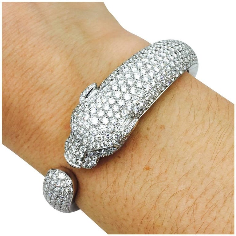 Cartier Panther Collection Diamonds Emerald Onyx Bangle at 1stDibs