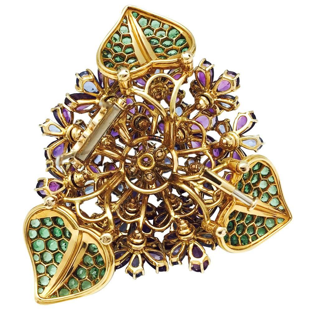 Contemporary René Boivin, Bouquet de Violettes Brooch, Multi-Gems