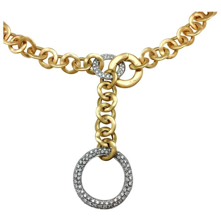Two Tones Gold Pomellato Necklace, "Maille Plate" Collection with
