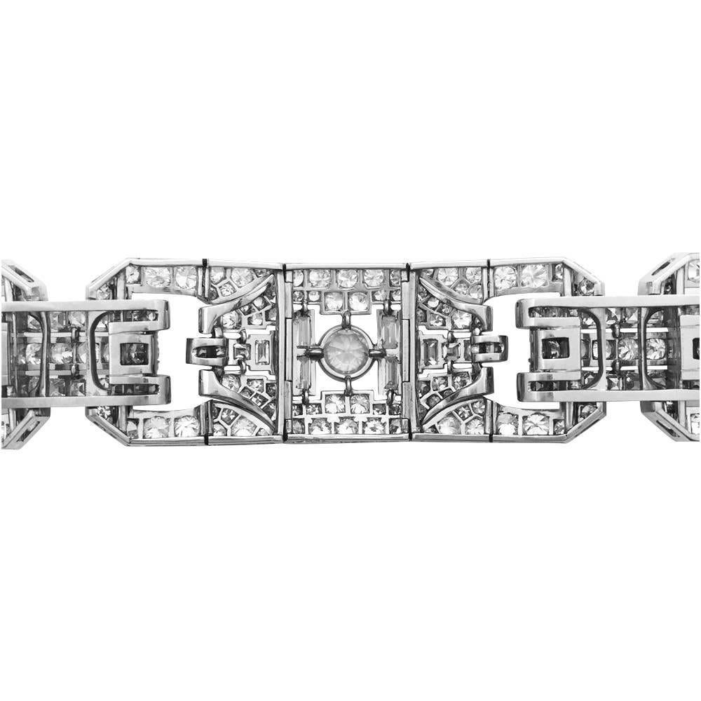 Women's or Men's Platinum Art Deco Bracelet All Set with Diamonds