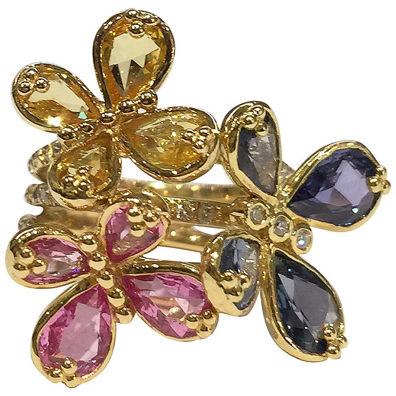 Temple St. Clair Multicolor Sapphire Gold Ring at 1stDibs