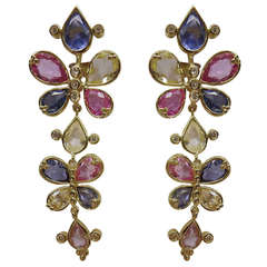 Temple St. Clair Multicolor Sapphire Diamond Gold Earrings