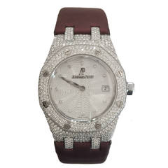 Audemars Piguet Lady's White Gold Diamond Royal Oak Quartz Wristwatch