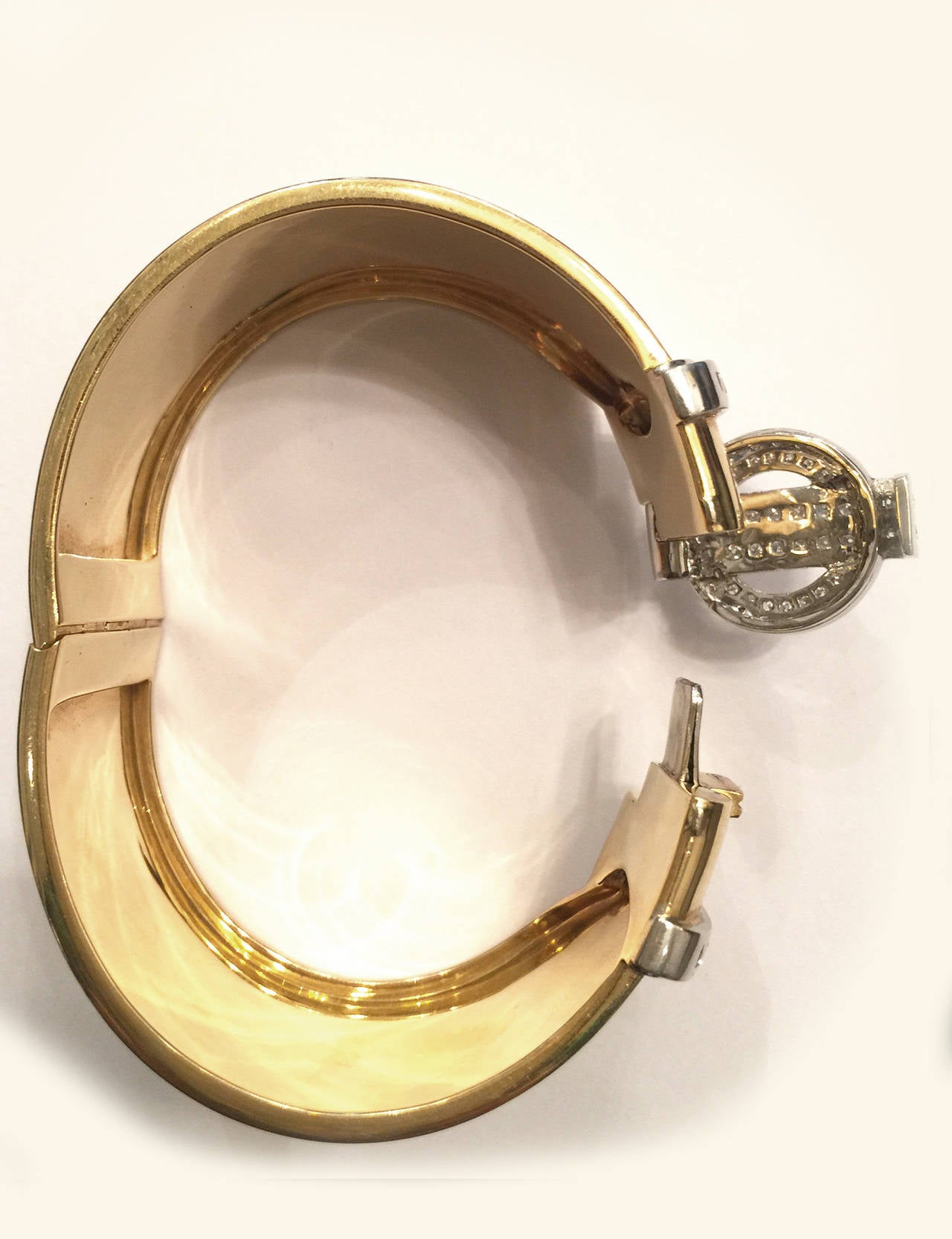 Women's Diamond Two Color Gold Cuff Bracelet