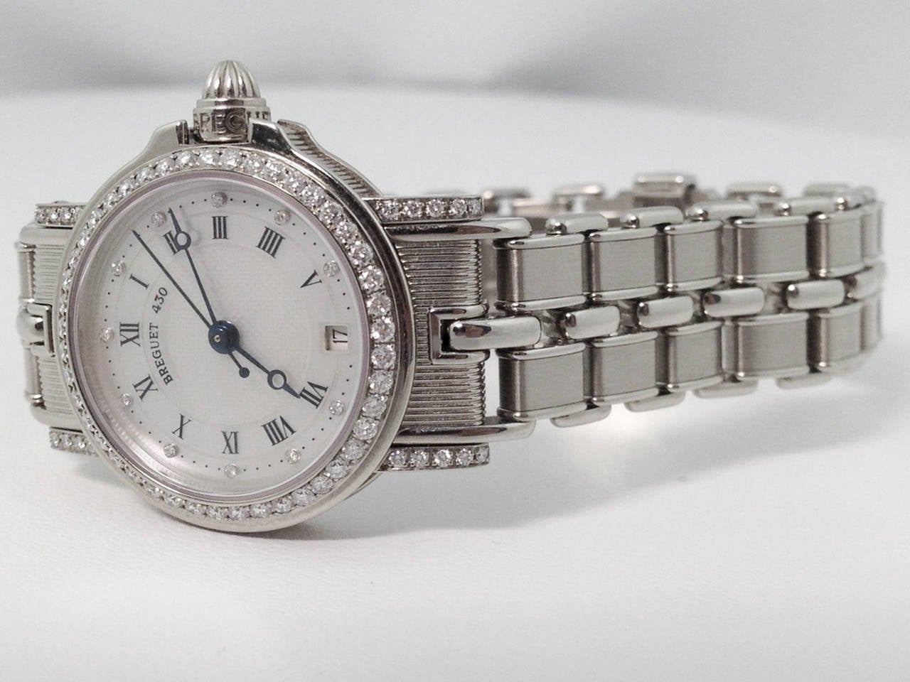 Breguet 2101 Lady's White Gold Diamond-Set Marine Wristwatch at 1stDibs