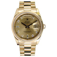 Rolex Yellow Gold President Diamond Index Day-Date Wristwatch Ref 118238