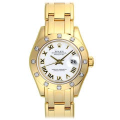 Rolex Lady's Yellow Gold Lady Pearlmaster Datejust Automatic Wristwatch