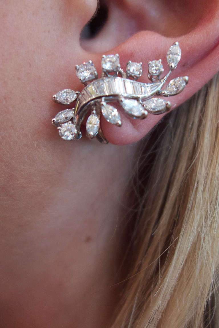 Women's Emerald Diamond White Gold Earrings