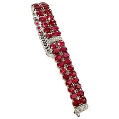 1960s red spinel diamond platinum bracelet