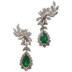 Emerald Diamond White Gold Earrings