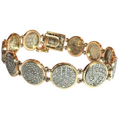 1930s Rose Cut Diamond Gold Platinum Link Bracelet