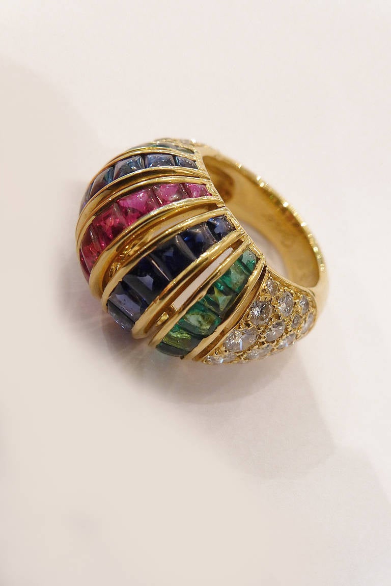 Cartier Paris Precious Gem Diamond Gold Turban Ring at 1stDibs ...