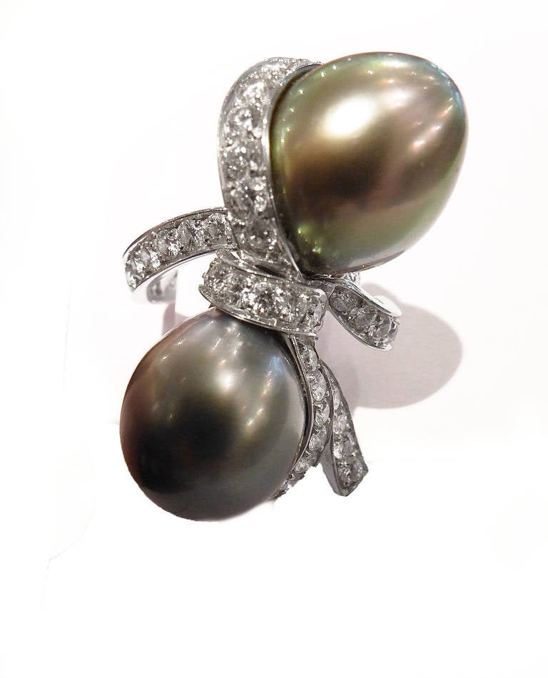 Christian Dior Caprice Collection Superb Tahitian Pearl Diamond Ring at ...