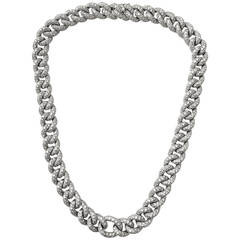 Diamond gold Gourmette Link necklace