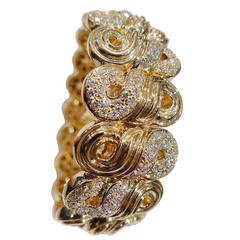 Boucheron Large Diamond Pave Gold Cuff Bracelet