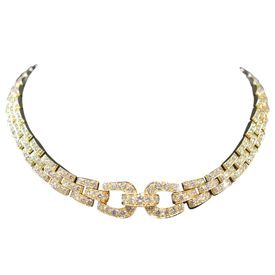 Cartier Stirrup Collection Diamond Yellow Gold Necklace