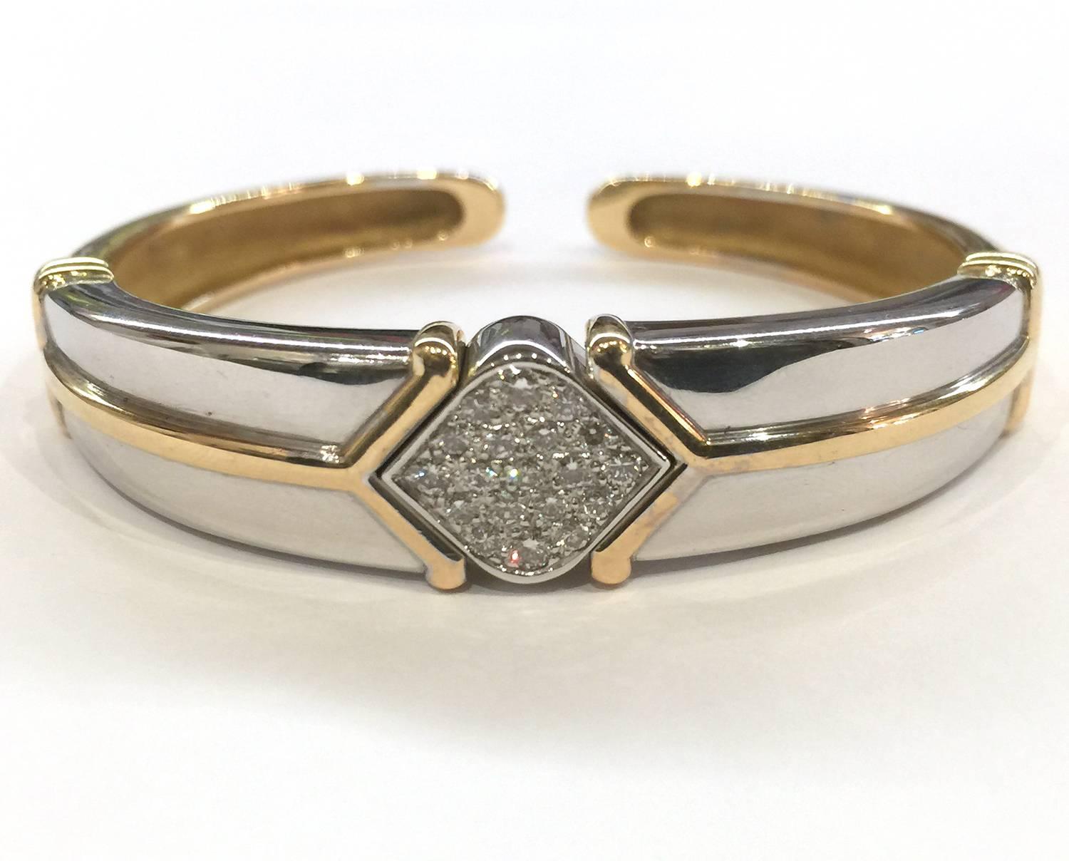 Contemporary hermes Two Color diamond Gold bracelet