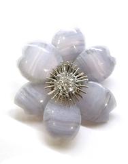 Van Cleef & Arpels Chalcedony Diamond Gold Rose de Noel Brooch
