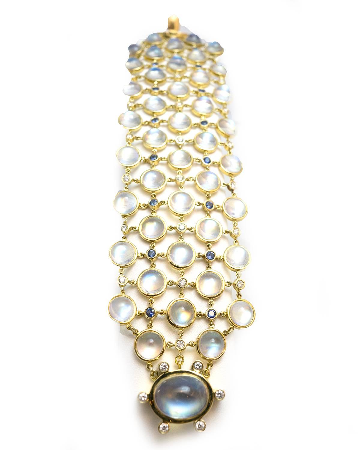 Contemporary Temple St. Clair Aquamarine Sapphire Diamond Gold Bracelet