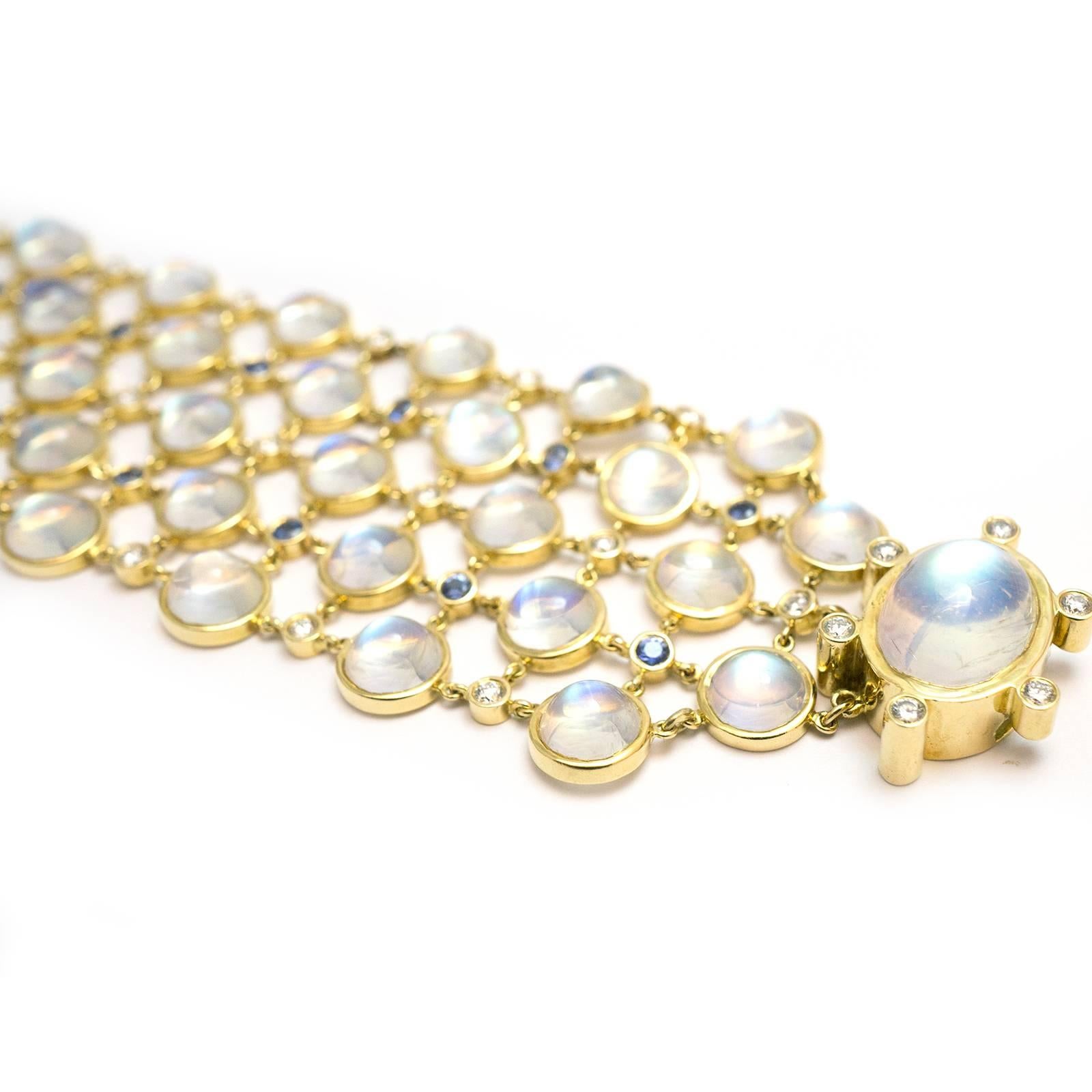 Temple St. Clair Aquamarine Sapphire Diamond Gold Bracelet In Excellent Condition In Paris, IDF