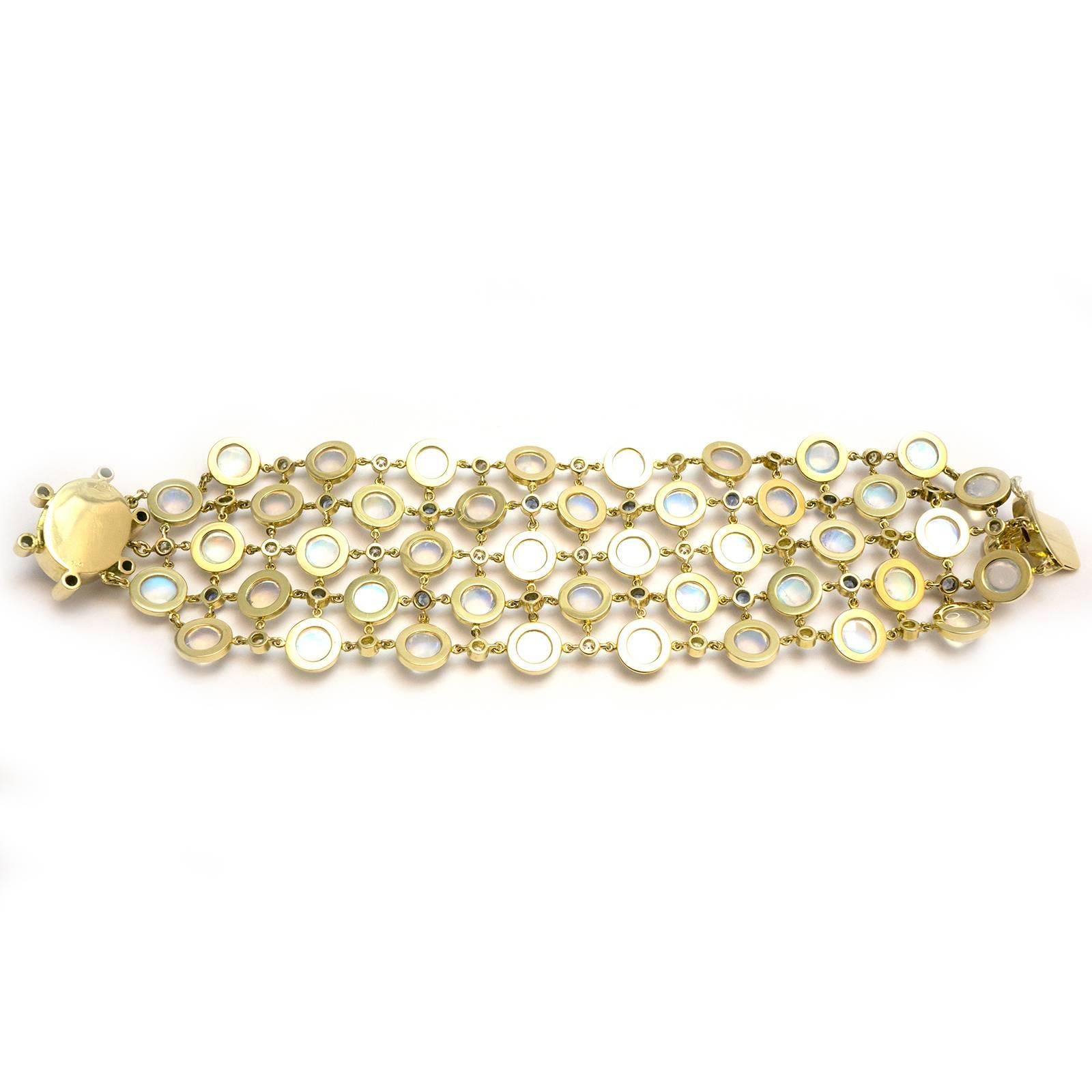 Women's or Men's Temple St. Clair Aquamarine Sapphire Diamond Gold Bracelet