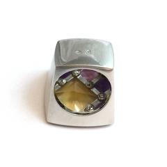 Chanel Amethyst Citrine Tourmaline Gold "Matelasse" Ring