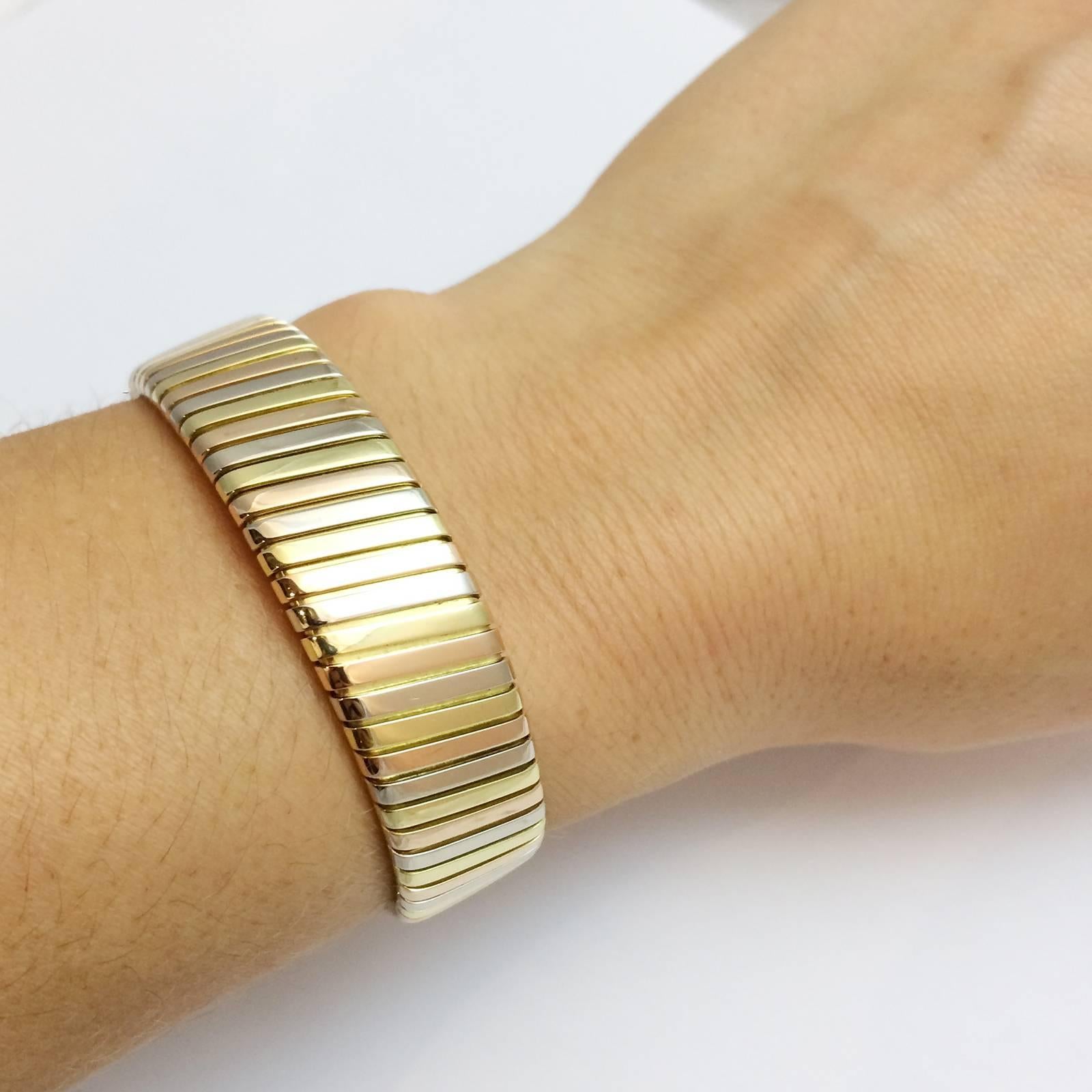 Bulgari Tubogas Drei-Farben-Gold-Armband. für Damen oder Herren