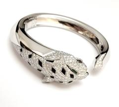 Cartier Diamond Gold Panther Bangle Bracelet