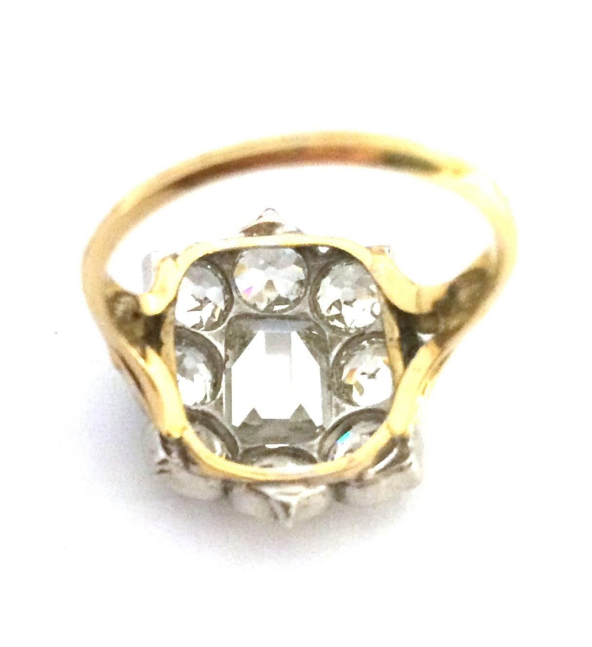 Yellow gold and silver ring, old cut diamonds. In Excellent Condition In Paris, IDF