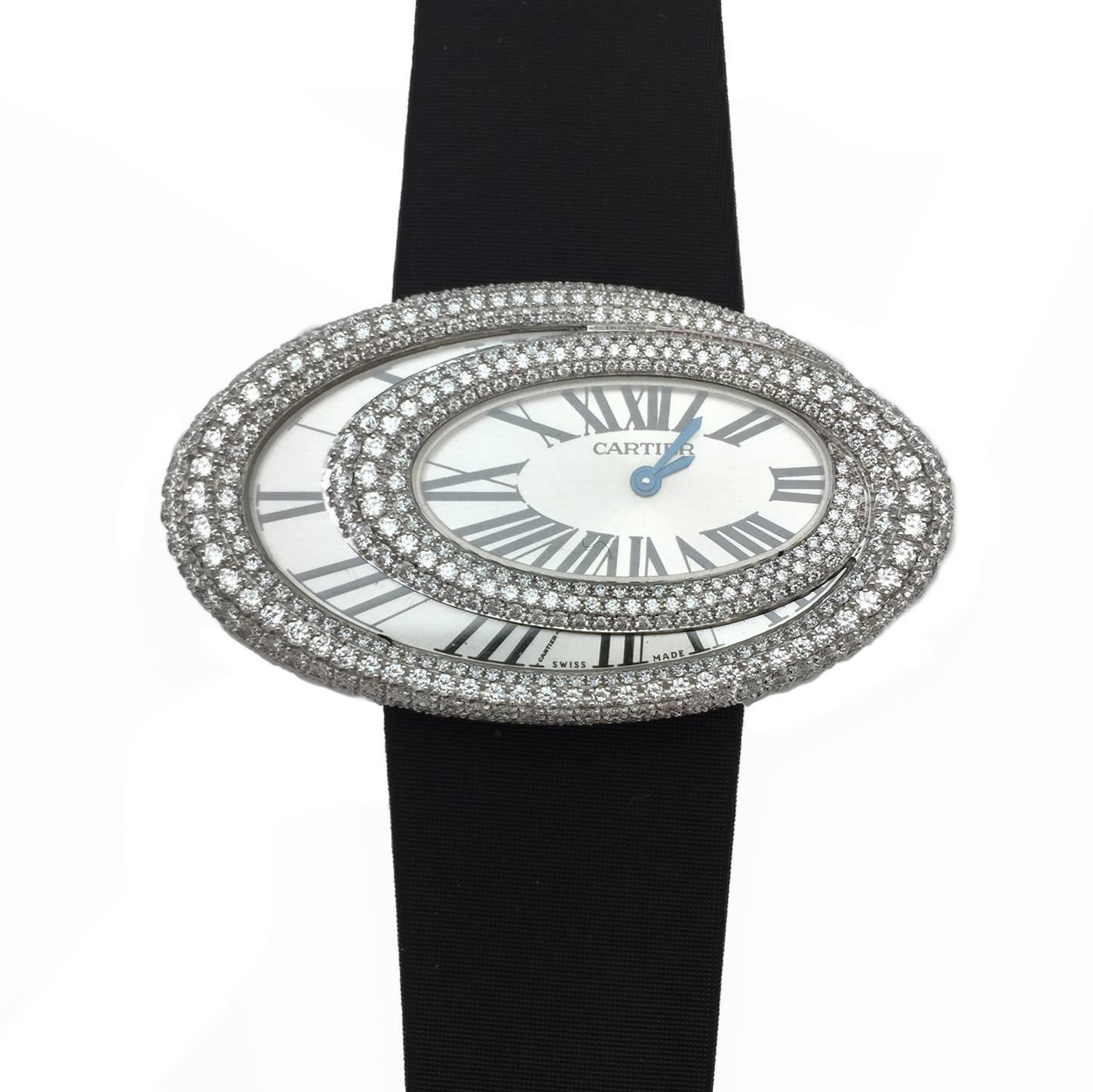 Cartier White Gold Diamonds Hypnose Quartz Wristwatch