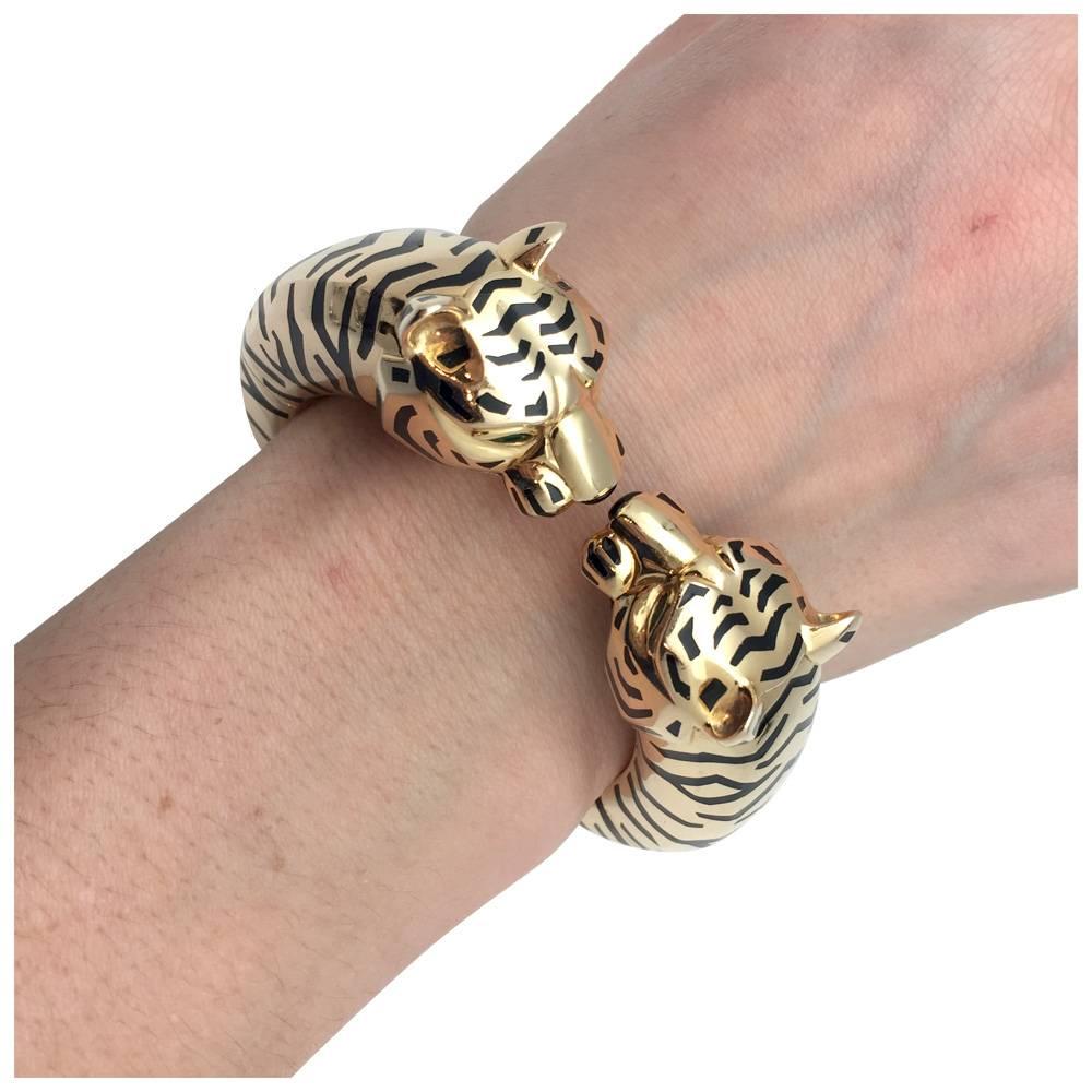Cartier yellow Gold Bangle Bracelet Gengis Khan Tiger collection. In Good Condition In Paris, IDF